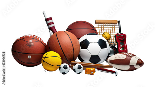 Set of sport items isolated on white background 