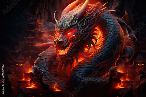 Happy chinese new year 2024   the glowing dragon zodiac