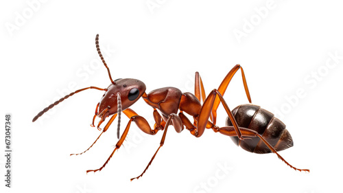 side view of ant walking isolated on transparent background cutout
