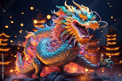 Happy chinese new year 2024 , the glowing dragon zodiac © Kien