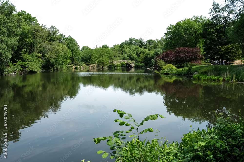 View of The Pond, one of seven bodies of water in Central Park located near Grand Army Plaza, across Central Park South from the Plaza Hotel, and slightly west of Fifth Avenue. Manhattan, NYC View of The Pond, one of seven bodies of water in Central Park located near Grand Army Plaza, across Central Park South from the Plaza Hotel, and slightly west of Fifth Avenue. Manhattan, NYC