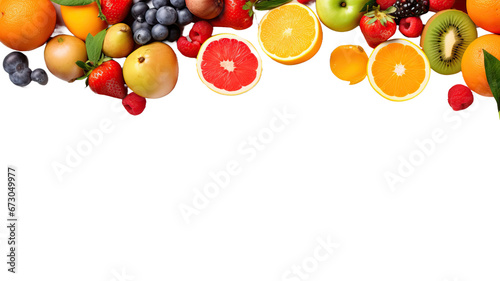 mix fruits frame isolated on transparent background cutout