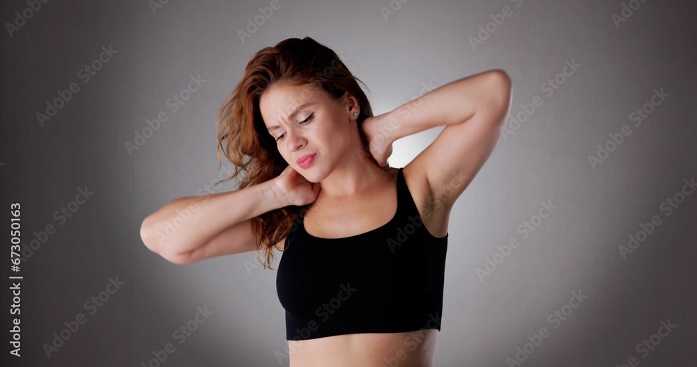 Stiff Neck Pain. Uncomfortable Posture Stiff Neck Pain. Uncomfortable Posture