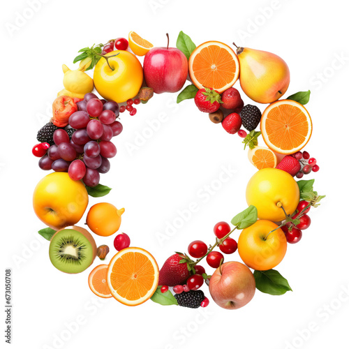 mix fruits frame isolated on transparent background cutout