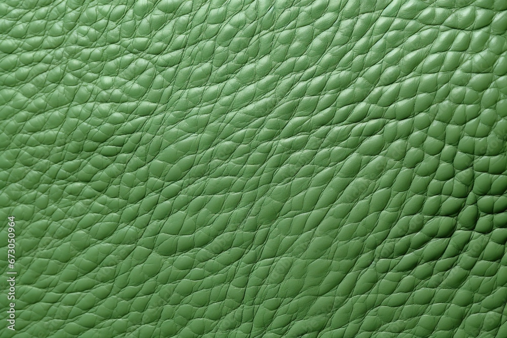 Fototapeta premium Close up dark light green leather texture, background.