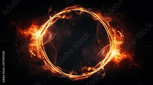 Frame made of fire, isolated on black background with space for text