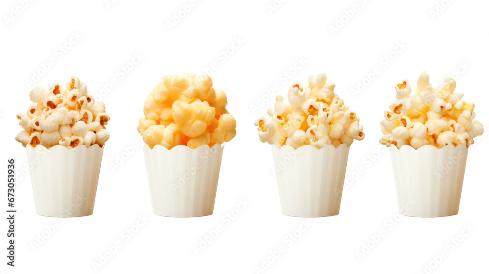 Popcorn collection isolated on white Popcorn collection isolated on white