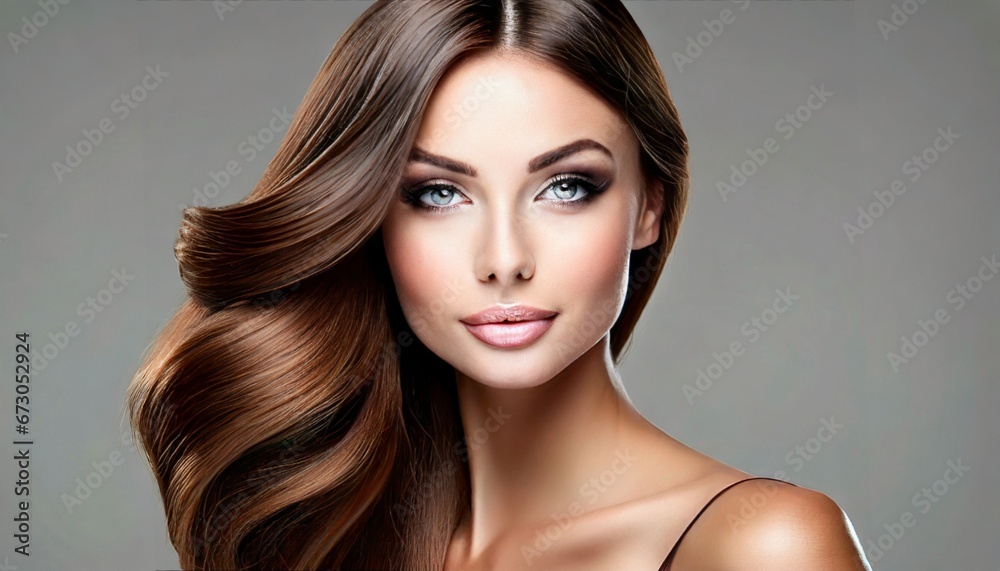 Fototapeta premium Timeless Elegance: Fictional Woman on Plain Background