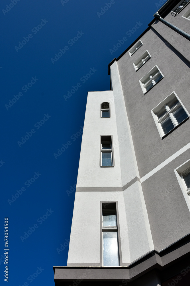 Low angle view of modern apartment building in Berlin, Germany Low angle view of modern apartment building in Berlin, Germany