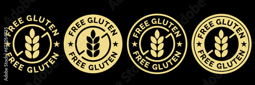 Best gluten free label or gluten free stamp vector isolated in flat style. Gluten free label vector for product packaging design element. Simple gluten free stamp for packaging design element.