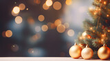 christmas decorations with bokeh light background