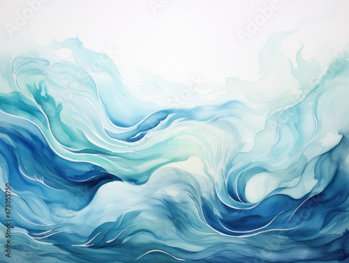 Abstract Water Ink Wave: Navy and Turquoise Collision
