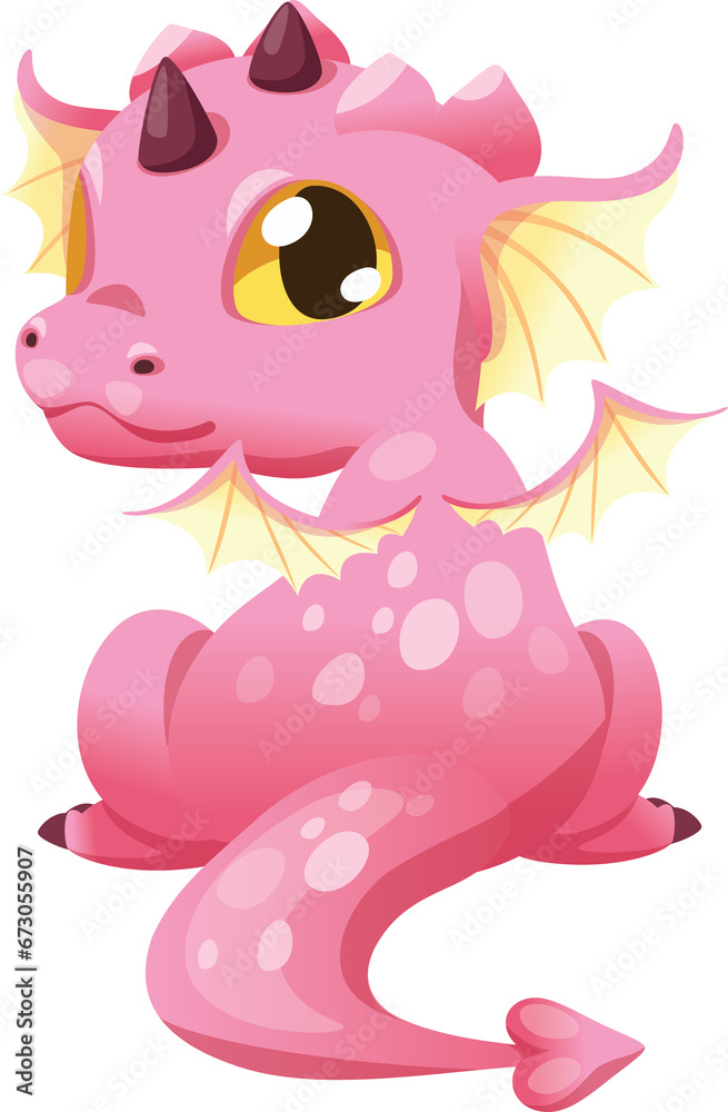 Fototapeta premium Baby dragon cartoon character illustration