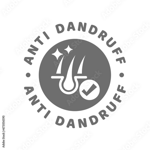 Anti dandruff vector label. Hair dandruff treatment circle badge.