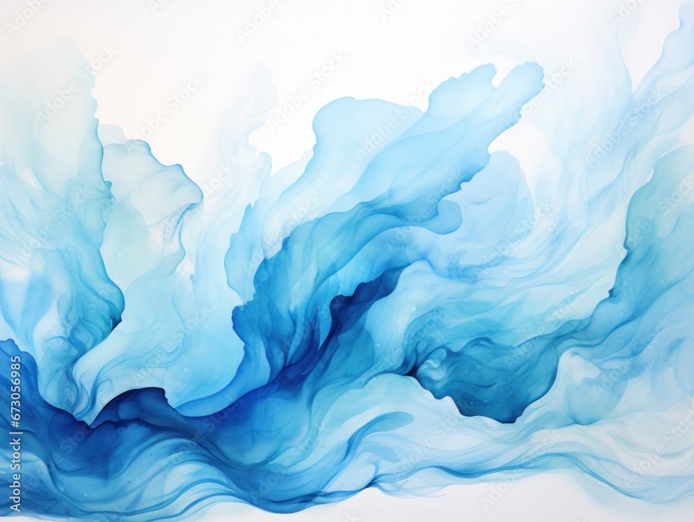 Abstract Water Ink Wave: Ice Blue and Navy Splashes