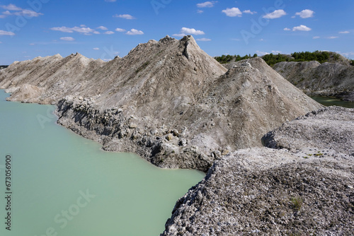 water of unusual color in a chalk quarry