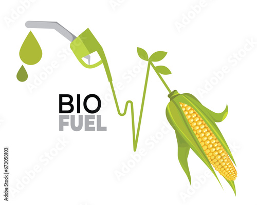 Biofuel, Ethanol, Made from Corn. Environmental Friendly Fuel. Isolated on White Background