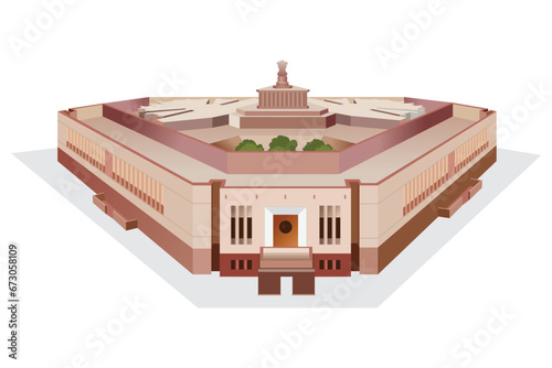 New Indian parliament building vector illustration photo