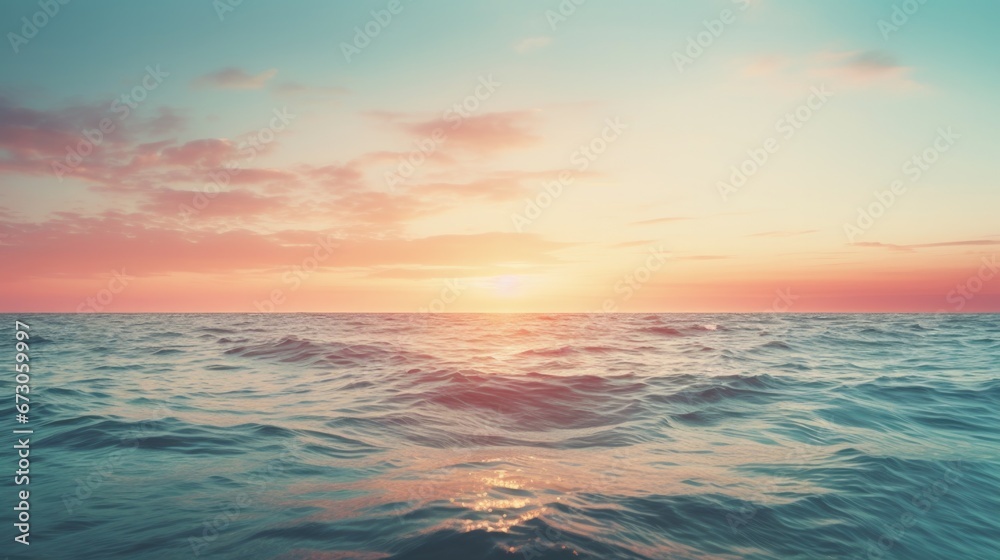 Obraz premium The sun is setting over the ocean. Generative AI.