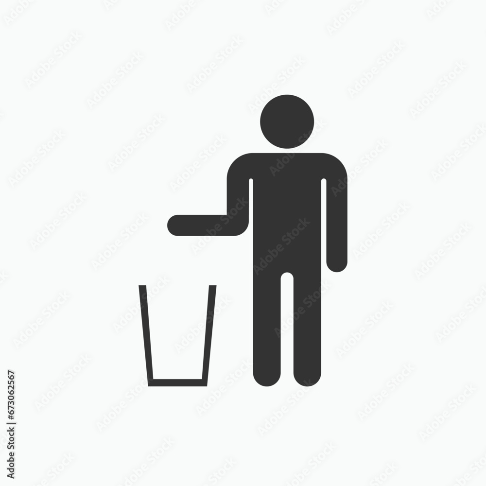 Keep Clean Icon. People Symbol Throwing Rubbish to Basket - Vector Logo Template. Keep Clean Icon. People Symbol Throwing Rubbish to Basket - Vector Logo Template.