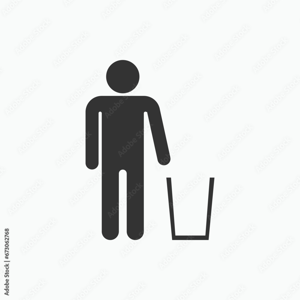 Keep Clean Icon. People Symbol Throwing Rubbish to Basket - Vector Logo Template. Keep Clean Icon. People Symbol Throwing Rubbish to Basket - Vector Logo Template.