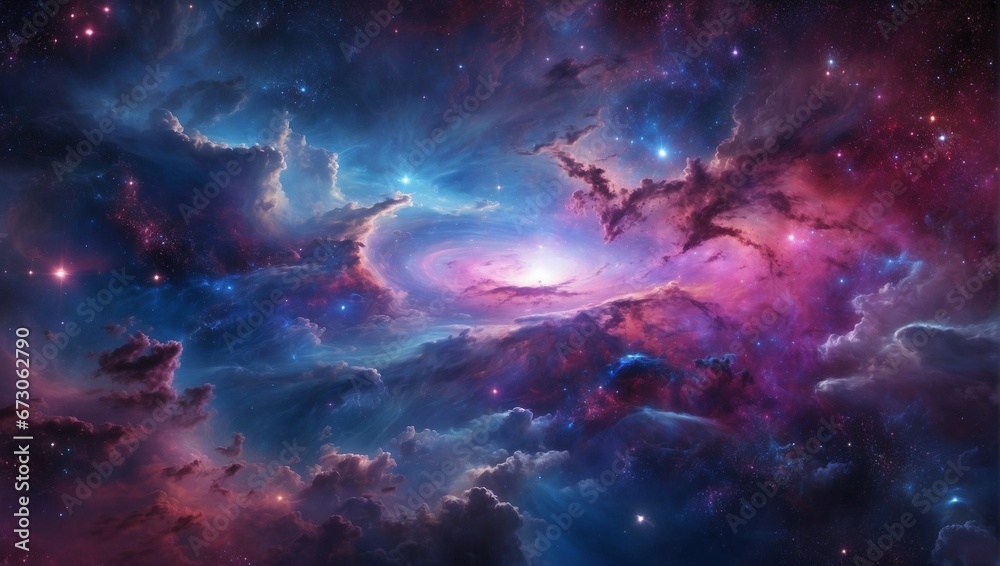 Cosmic Beauty: Mesmerizing Nebula in a Vivid Space Galaxy. Generative AI