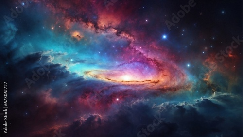 Cosmic Beauty  Mesmerizing Nebula in a Vivid Space Galaxy. Generative AI