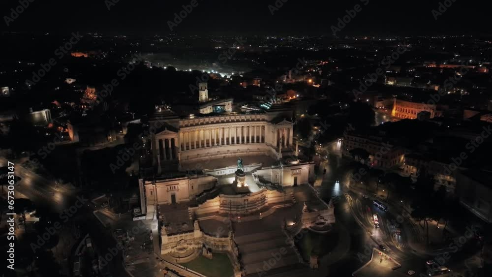 Aerial video of the Altera della Patria, the Roman Forum in Rome, Italy Aerial video of the Altera della Patria, the Roman Forum in Rome, Italy