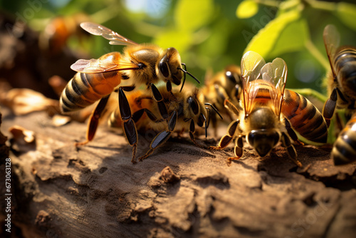 群がるたくさんのミツバチ photo