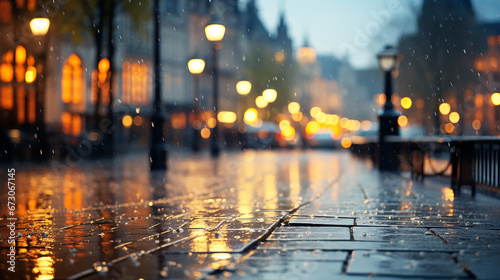 雨の降る町の景色(generative ai) © Rossi0917