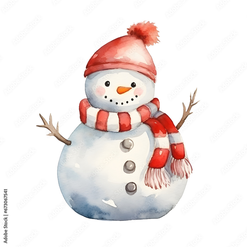 watercolor snowman isolated on transparent background watercolor snowman isolated on transparent background