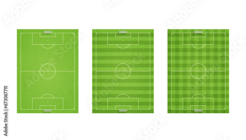 質感のある平面の黄緑のサッカーコートのセット