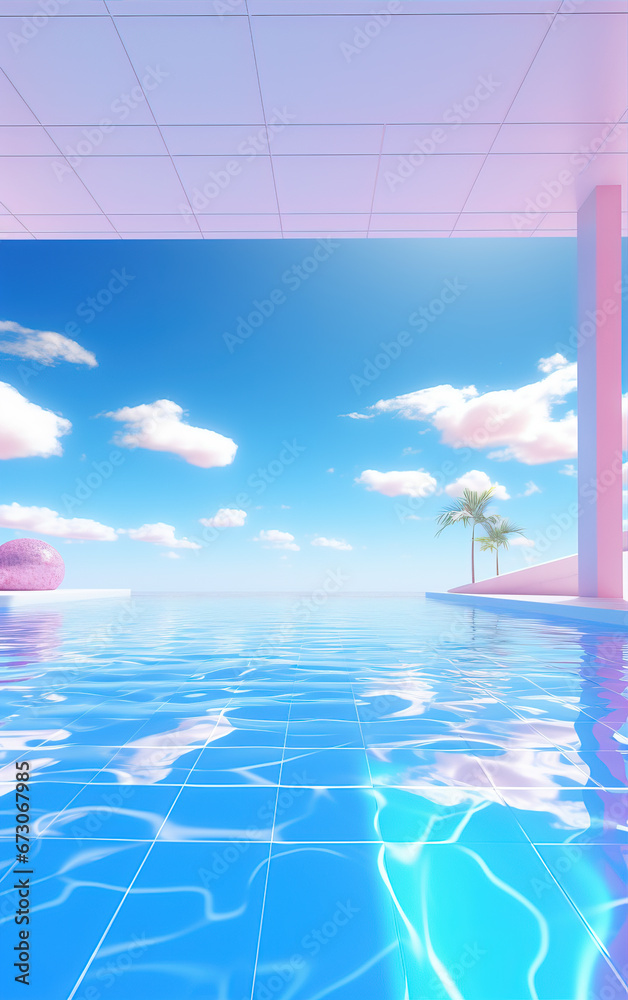 Obraz premium blue ocean resort,created with Generative AI tecnology.