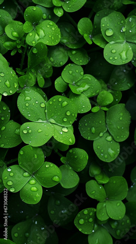 green tea leaves with dew drops. phone wallpaper Generative AI. 