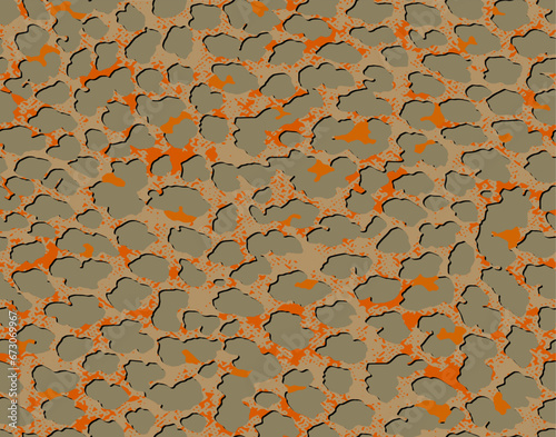 Full seamless leopard cheetah texture animal skin pattern. Green orange textile fabric print. Suitable for fashion use. Vector illustration.