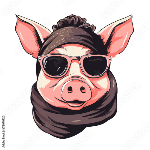 Vermummtes Schwein Vektor Illustration, AI Generative