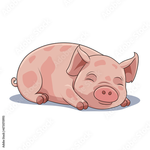 Rosa Schwein schläft - Vektorillustration, AI Generative