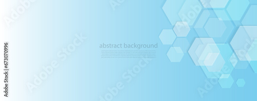 Geometric abstract background with blue hexagons. Structure molecule and communication. Science, technology and medical concept. Vector illustration