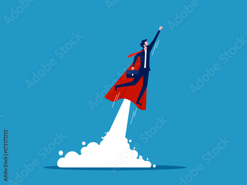 Business leaders soar in the sky with force. vector illustration