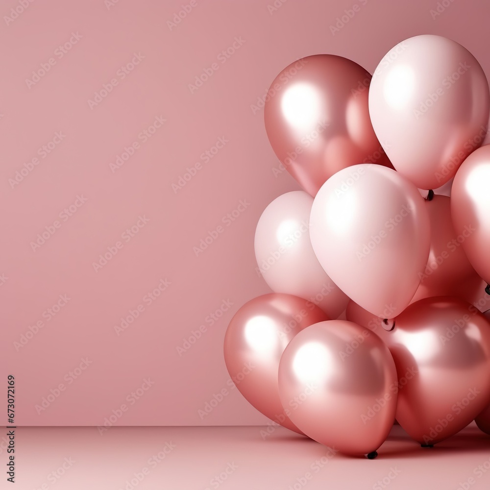 balloons on a pink background. holiday card template