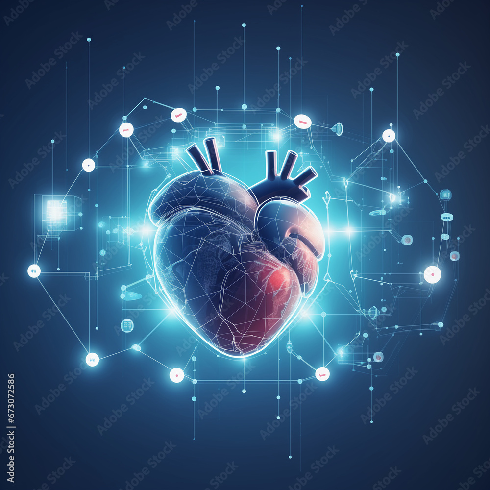Ludzkie serce w prześwietleniu. Ai generative - obrazy, fototapety, plakaty 