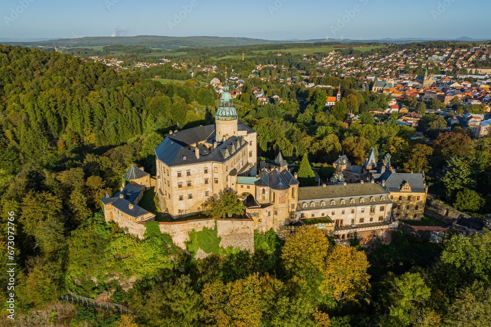 Aerial view of Frydlant castle, Czech Republic.