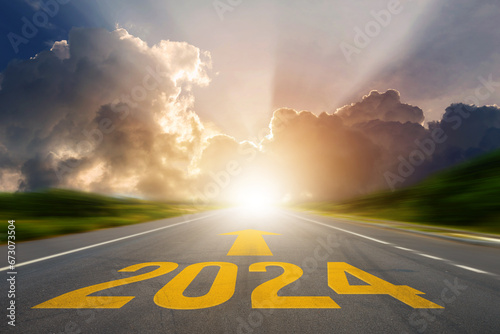 Fotografija New year 2024 or straight forward concept