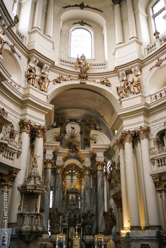 The interior of the Church of the Holy Eucharist is a Greek Catholic church in the central part of Lviv.