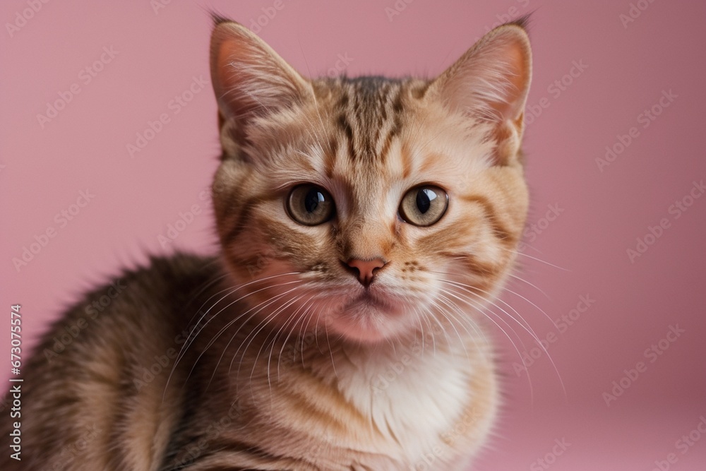 Cute Kitty Posing on Pink Photo Backdrop Cute Kitty Posing on Pink Photo Backdrop