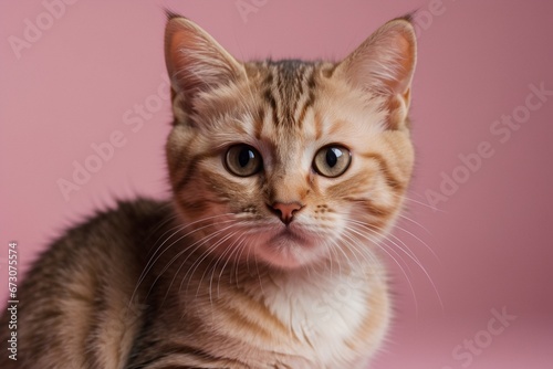 Cute Kitty Posing on Pink Photo Backdrop