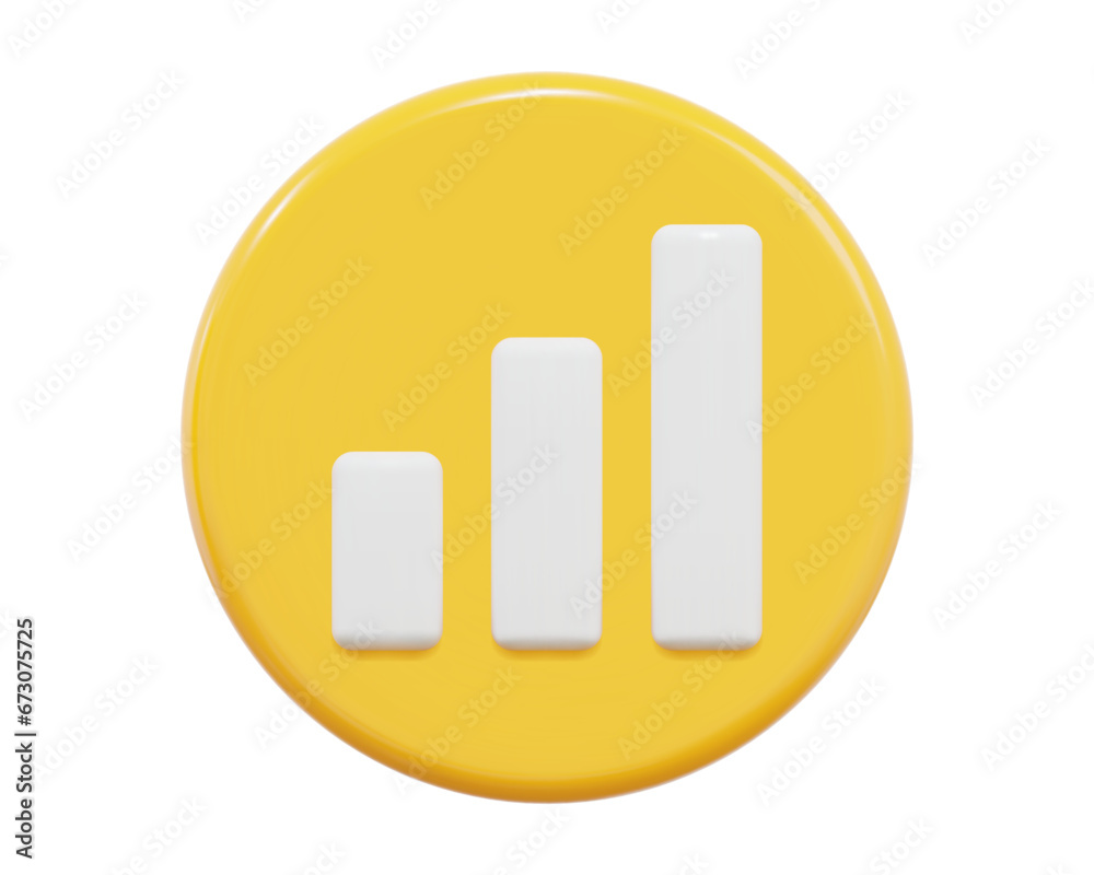 3d business growth icon. Round symbol with yellow and white color. Stock vector illustration on isolated background. 3d business growth icon. Round symbol with yellow and white color. Stock vector illustration on isolated background.