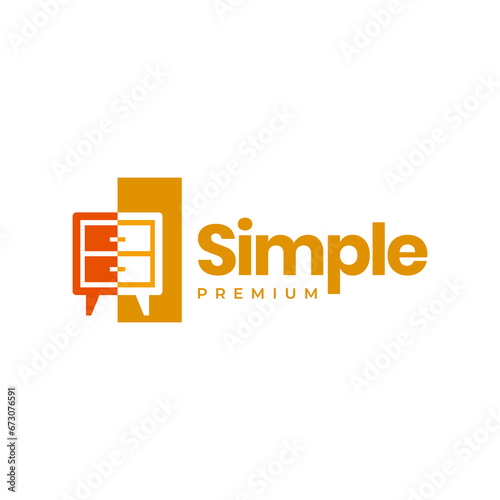 dresser bedside modern minimalist clean simple furniture interior logo design vector icon illustration