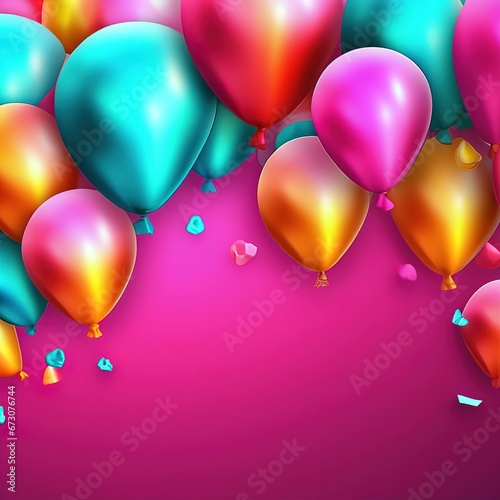 balloons on a pink background. holiday card template