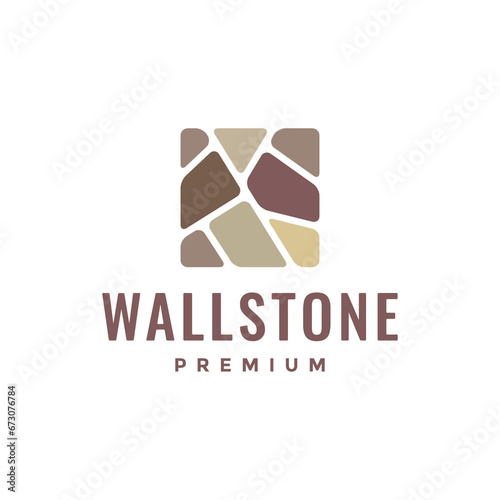 wall stone house exterior modern simple decorative logo design vector icon illustration
